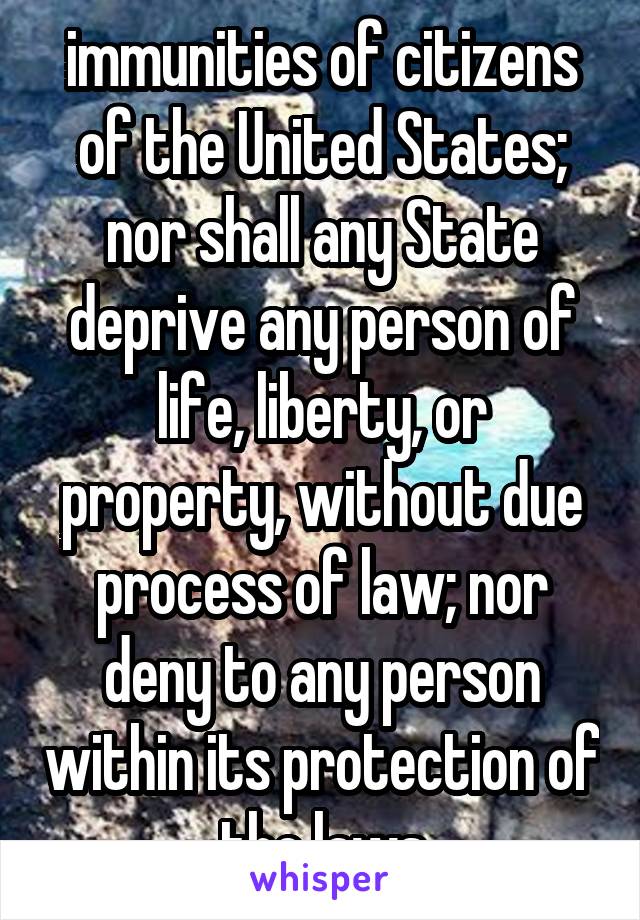 immunities of citizens of the United States; nor shall any State deprive any person of life, liberty, or property, without due process of law; nor deny to any person within its protection of the laws