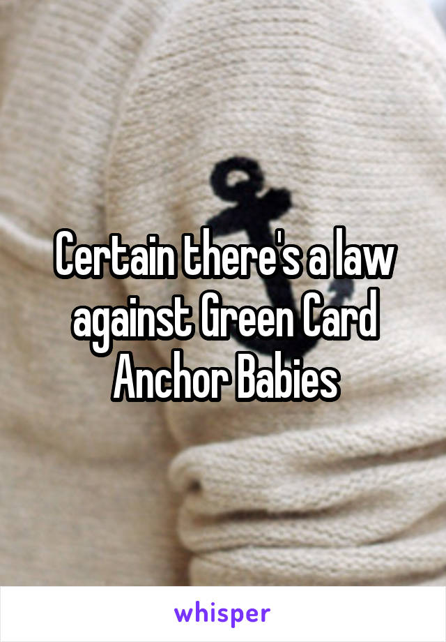 Certain there's a law against Green Card Anchor Babies