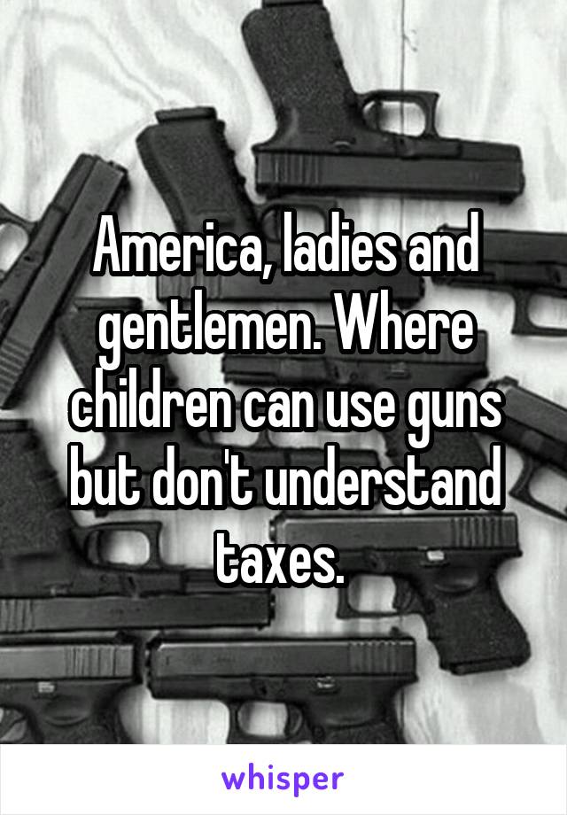 America, ladies and gentlemen. Where children can use guns but don't understand taxes. 