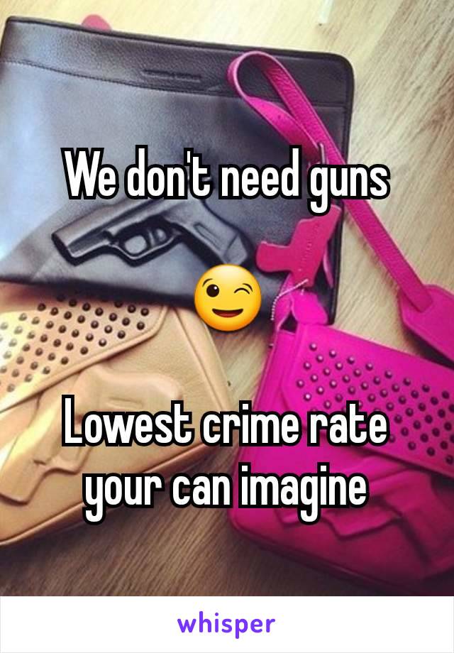 We don't need guns

😉

Lowest crime rate your can imagine