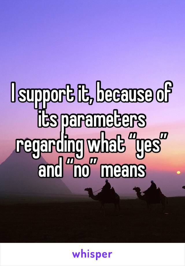 I support it, because of its parameters regarding what “yes” and “no” means