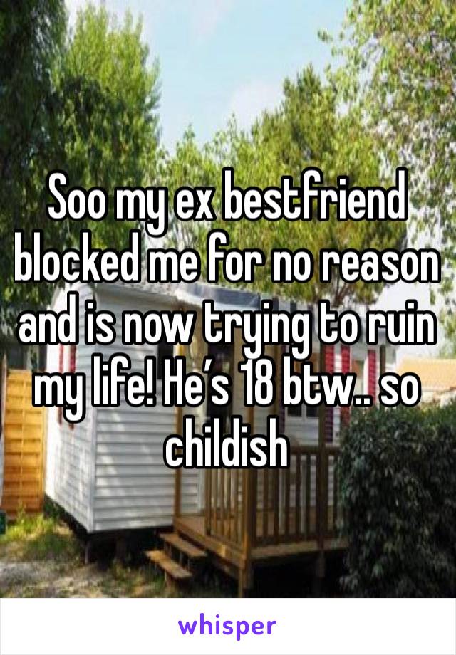 Soo my ex bestfriend blocked me for no reason and is now trying to ruin my life! He’s 18 btw.. so childish 