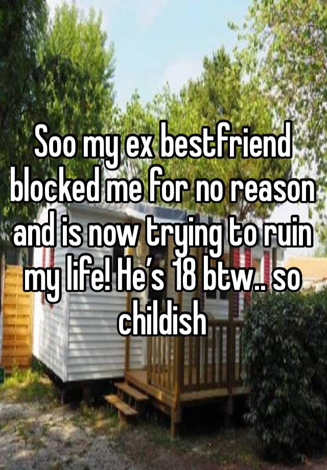 Soo my ex bestfriend blocked me for no reason and is now trying to ruin my life! He’s 18 btw.. so childish 