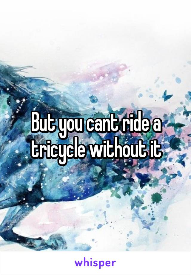 But you cant ride a tricycle without it