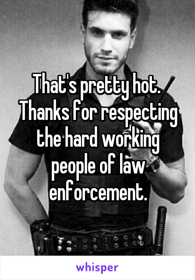 That's pretty hot.  Thanks for respecting the hard working people of law enforcement.