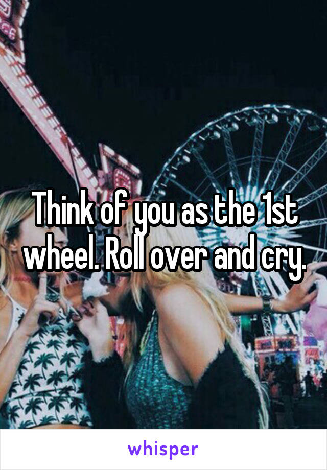 Think of you as the 1st wheel. Roll over and cry.