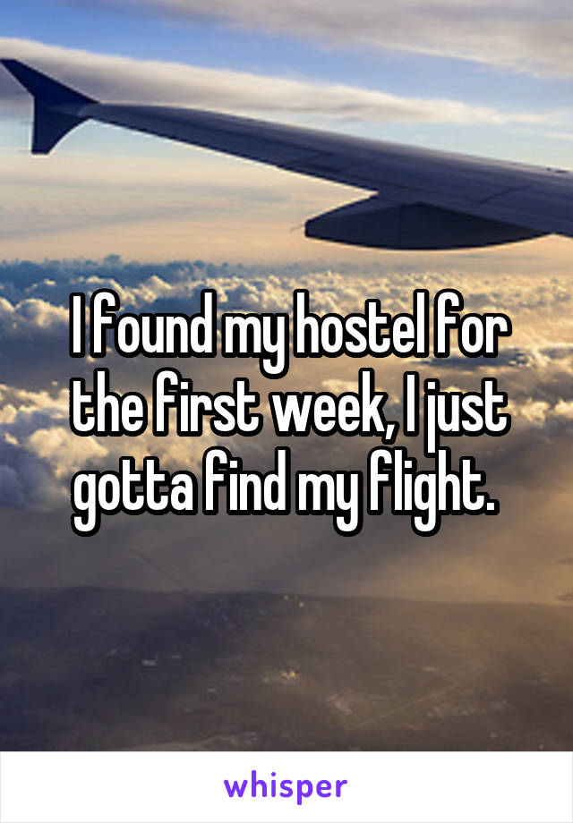 I found my hostel for the first week, I just gotta find my flight. 