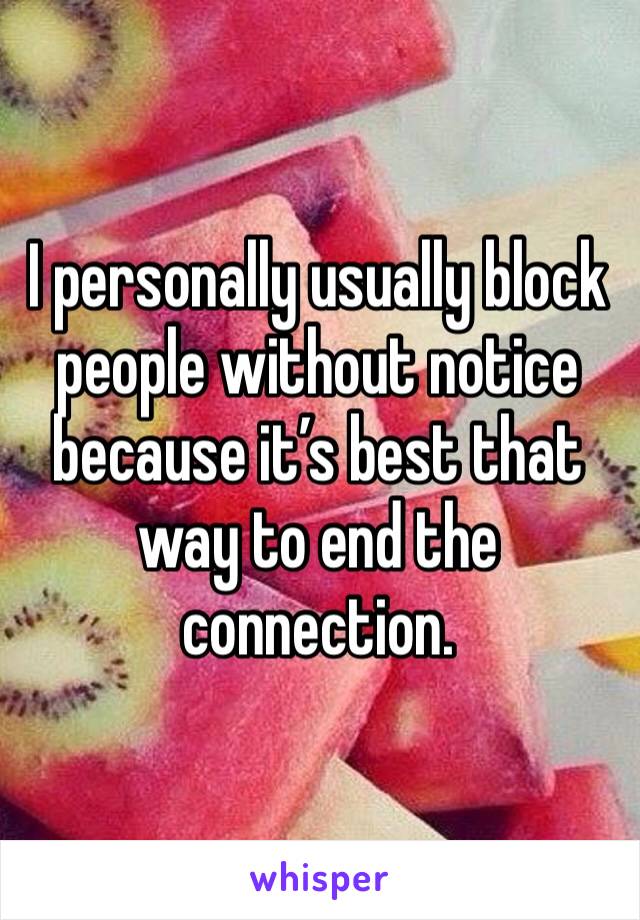 I personally usually block people without notice because it’s best that way to end the connection. 