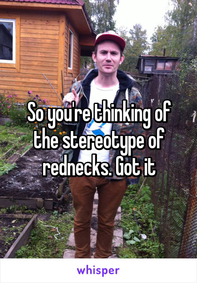 So you're thinking of the stereotype of rednecks. Got it