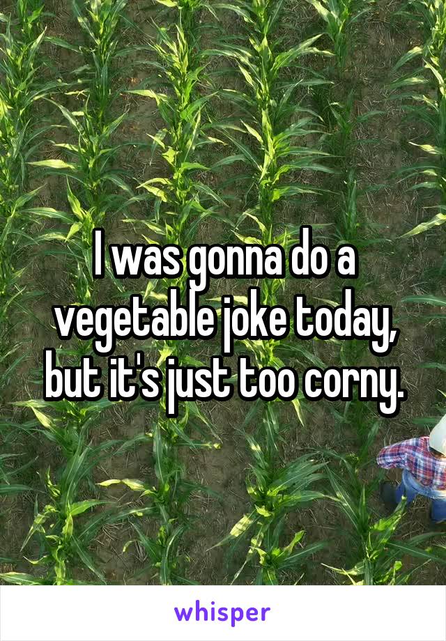 I was gonna do a vegetable joke today, but it's just too corny.