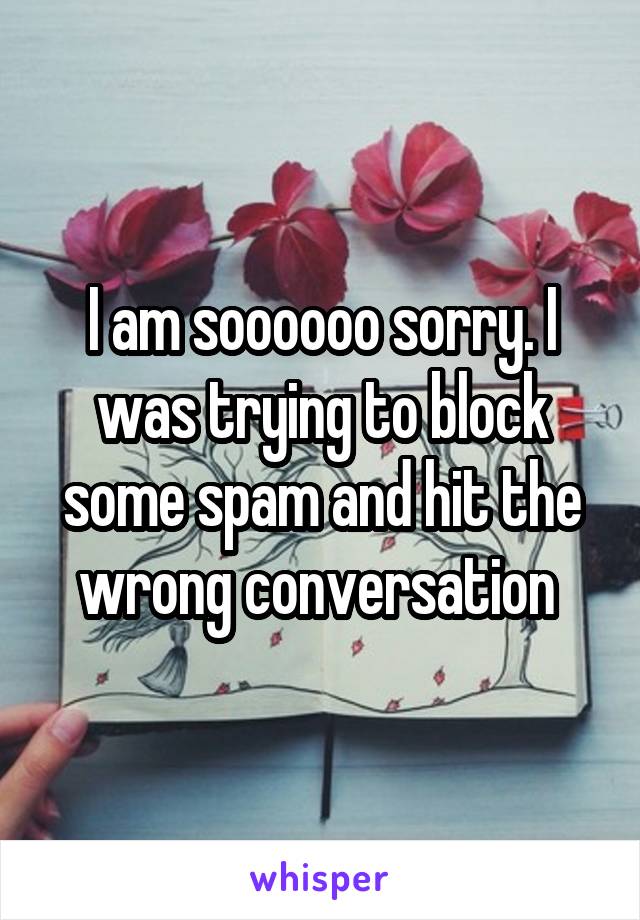 I am soooooo sorry. I was trying to block some spam and hit the wrong conversation 