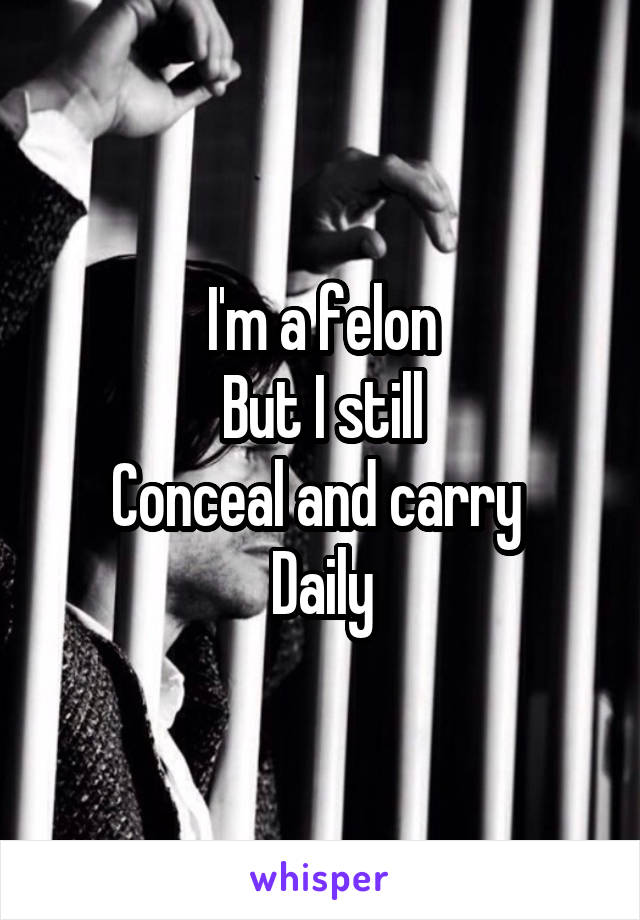 I'm a felon
But I still
Conceal and carry 
Daily