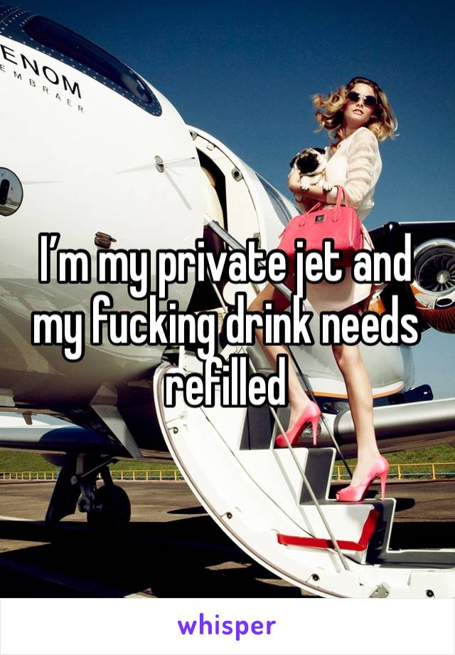 I’m my private jet and my fucking drink needs refilled