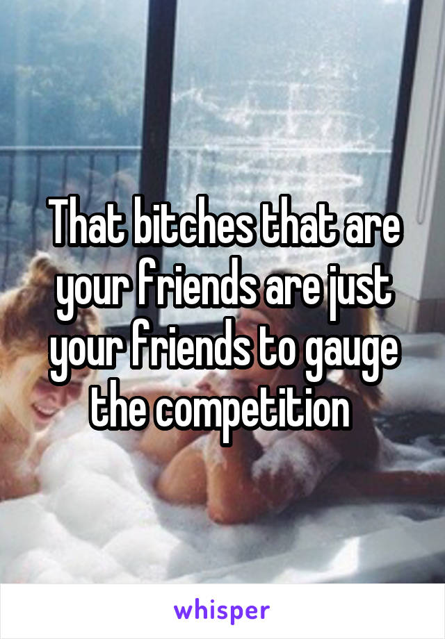 That bitches that are your friends are just your friends to gauge the competition 