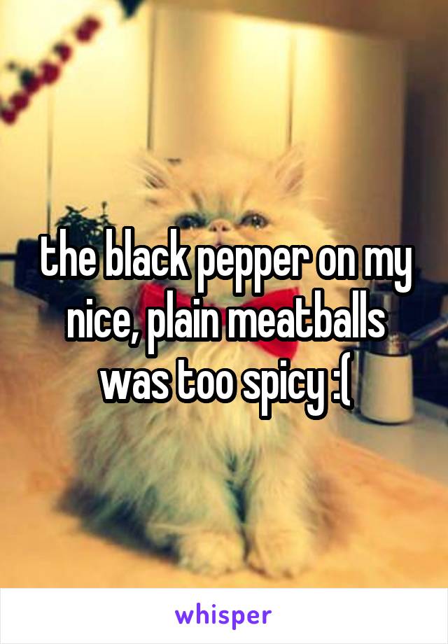 the black pepper on my nice, plain meatballs was too spicy :(