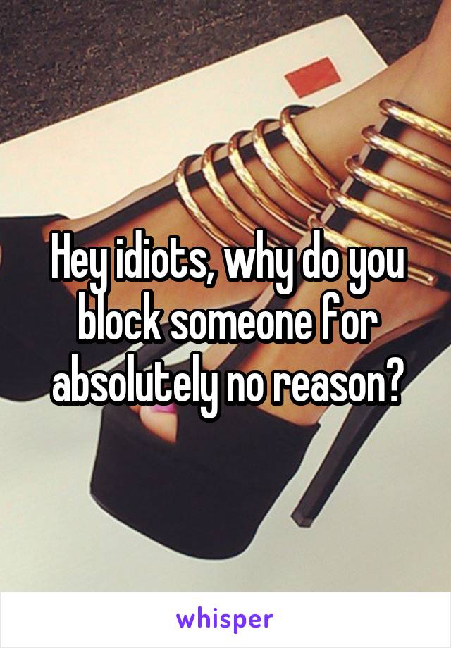 Hey idiots, why do you block someone for absolutely no reason?