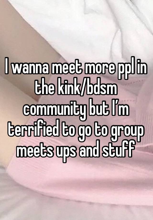 I wanna meet more ppl in the kink/bdsm community but I’m terrified to go to group meets ups and stuff