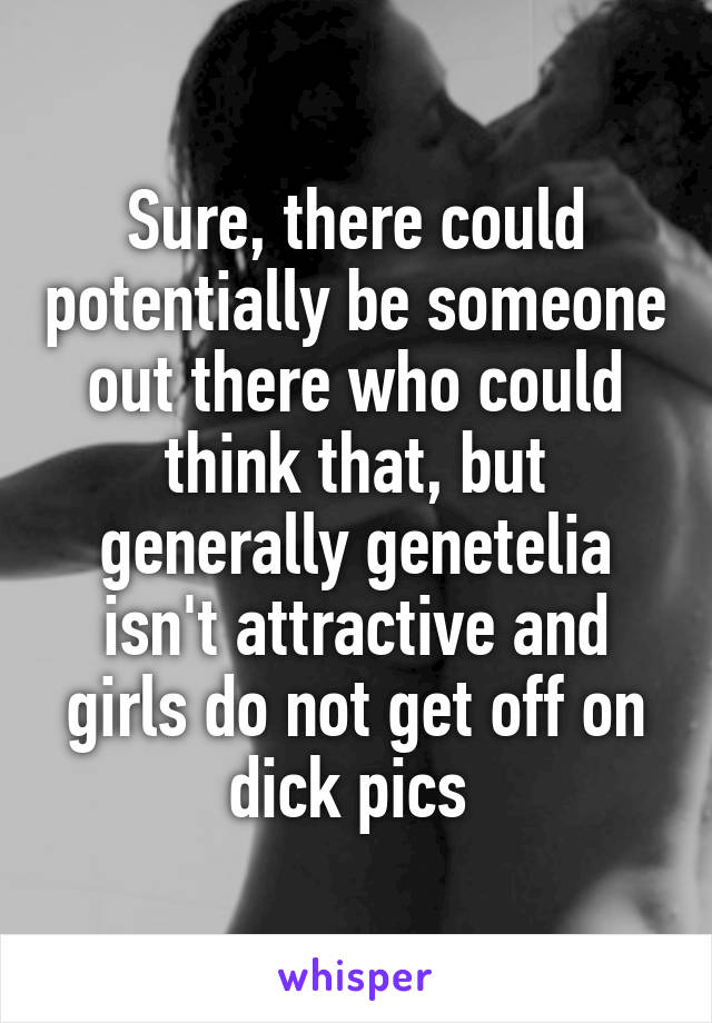 Sure, there could potentially be someone out there who could think that, but generally genetelia isn't attractive and girls do not get off on dick pics 