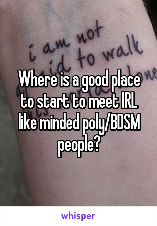 Where is a good place to start to meet IRL like minded poly/BDSM people?