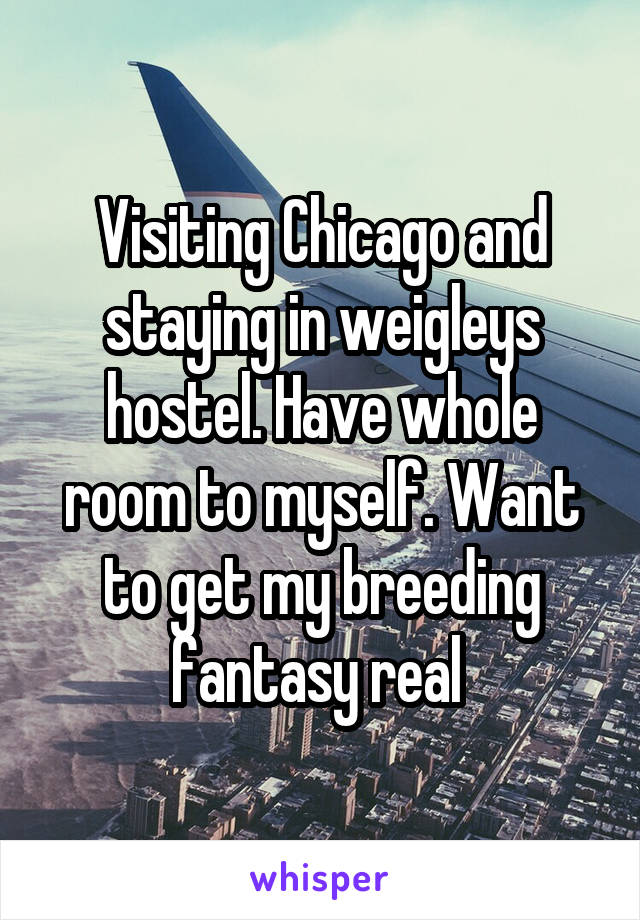 Visiting Chicago and staying in weigleys hostel. Have whole room to myself. Want to get my breeding fantasy real 