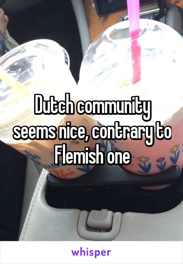 Dutch community seems nice, contrary to Flemish one