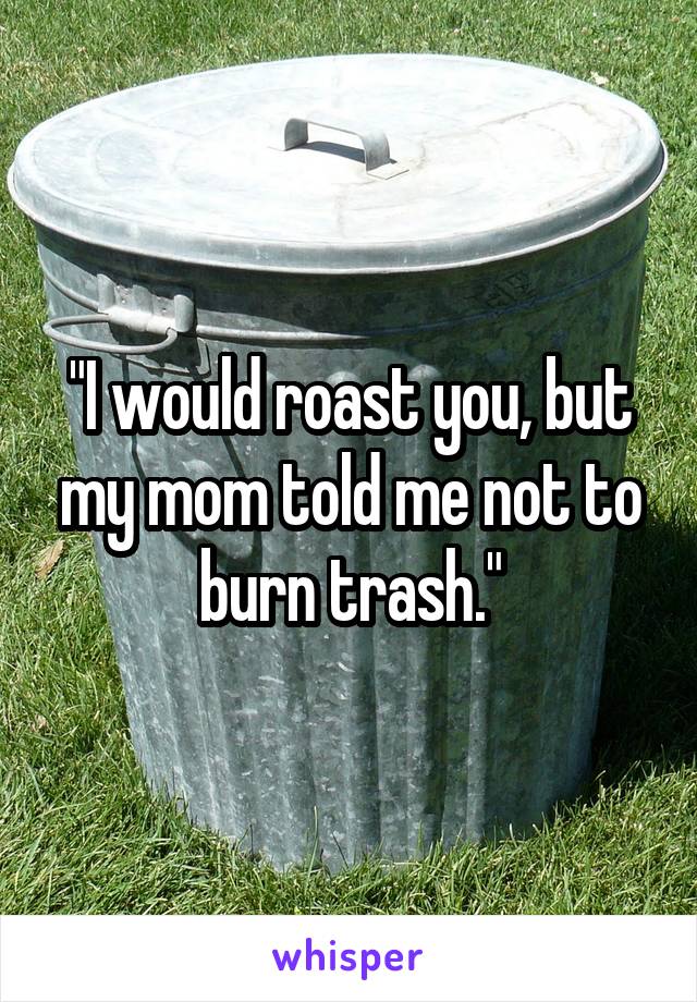 "I would roast you, but my mom told me not to burn trash."