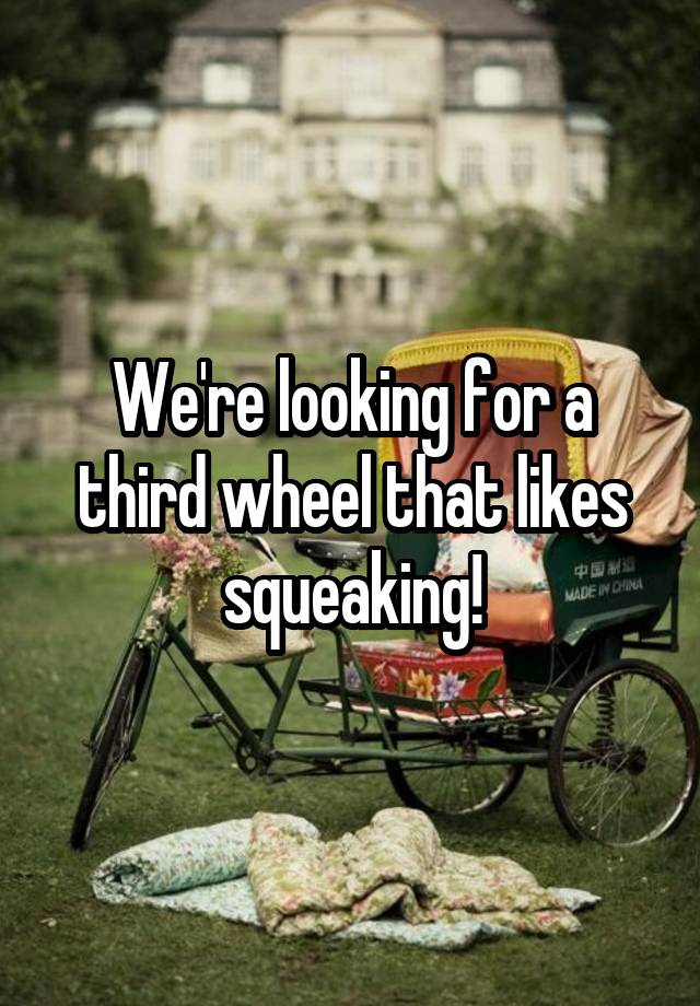 We're looking for a third wheel that likes squeaking!