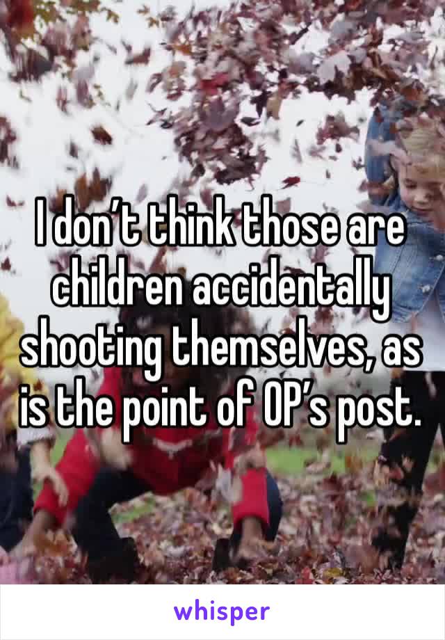 I don’t think those are children accidentally shooting themselves, as is the point of OP’s post. 