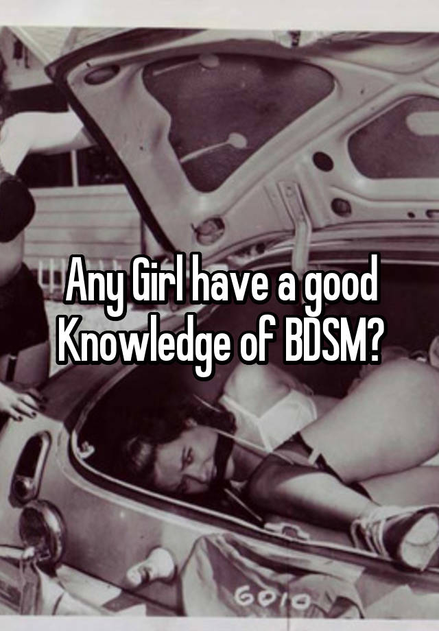 Any Girl have a good Knowledge of BDSM?