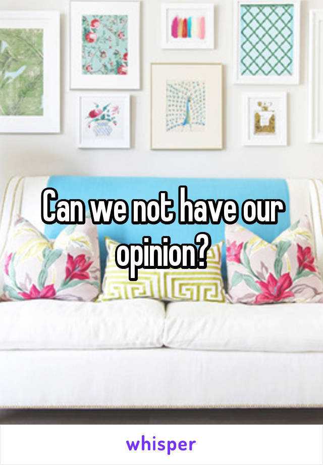 Can we not have our opinion?