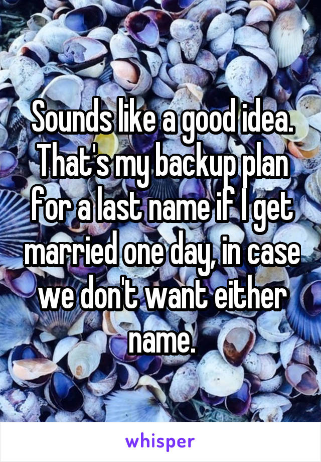 Sounds like a good idea. That's my backup plan for a last name if I get married one day, in case we don't want either name.