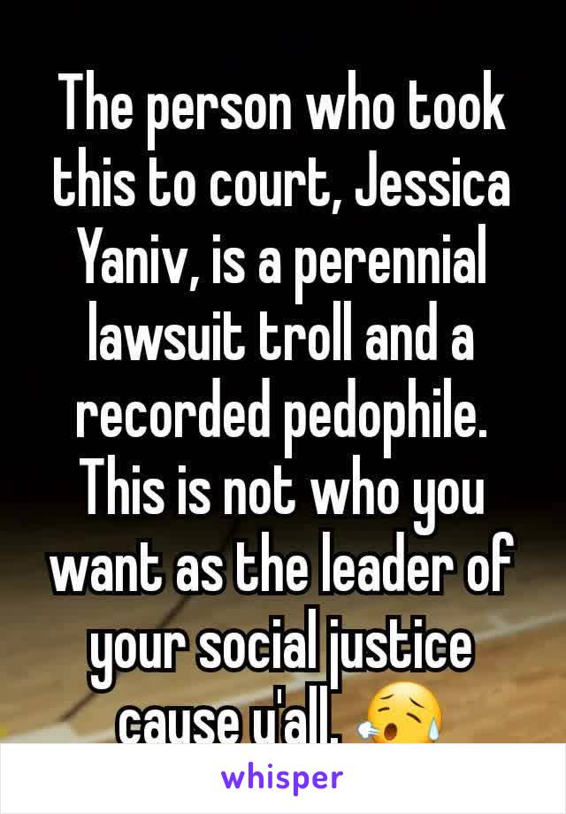 The person who took this to court, Jessica Yaniv, is a perennial lawsuit troll and a recorded pedophile. This is not who you want as the leader of your social justice cause y'all. 😥