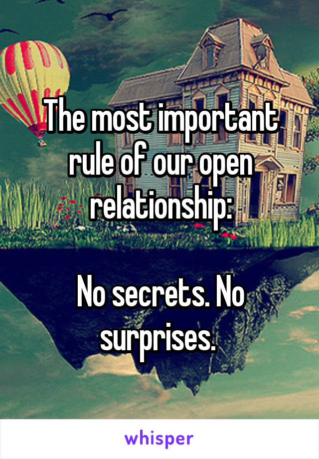 The most important rule of our open relationship:

No secrets. No surprises. 