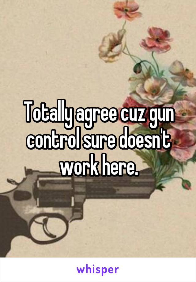 Totally agree cuz gun control sure doesn't work here.