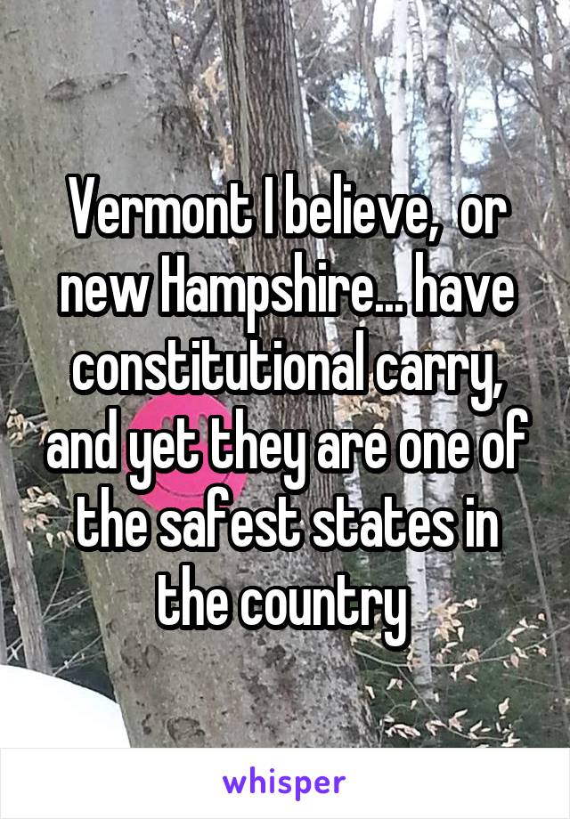 Vermont I believe,  or new Hampshire... have constitutional carry, and yet they are one of the safest states in the country 