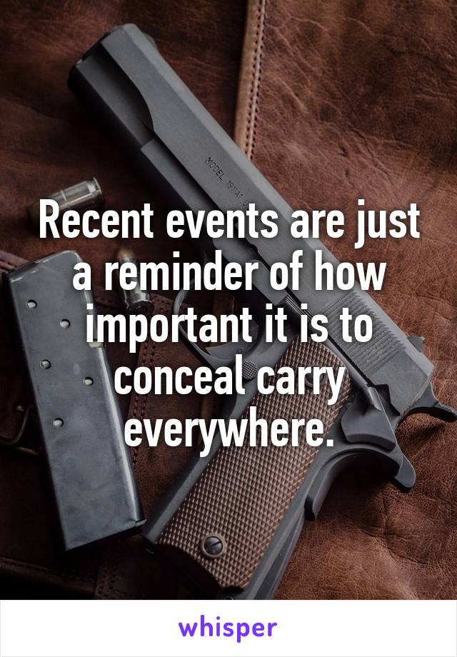 Recent events are just a reminder of how important it is to conceal carry everywhere.