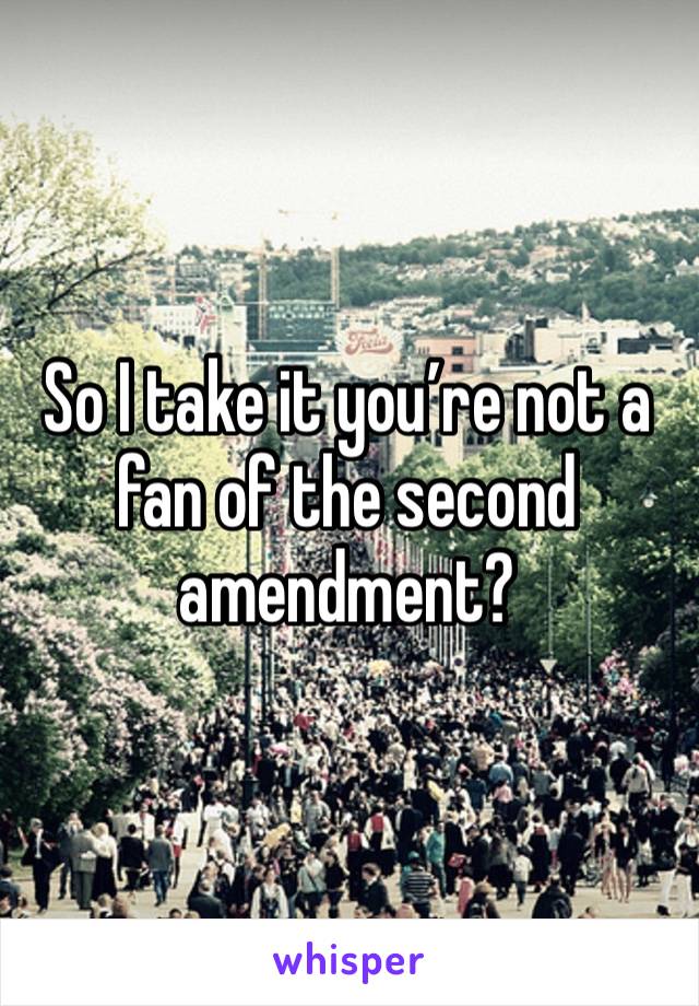 So I take it you’re not a fan of the second amendment?