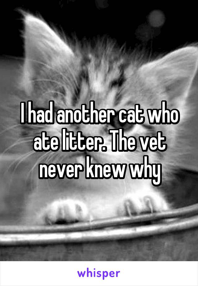 I had another cat who ate litter. The vet never knew why