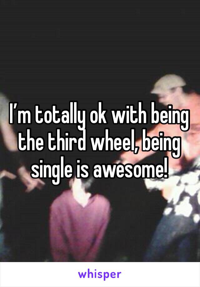 I’m totally ok with being the third wheel, being single is awesome!