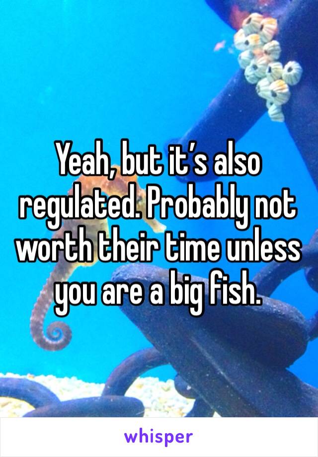 Yeah, but it’s also regulated. Probably not worth their time unless you are a big fish.