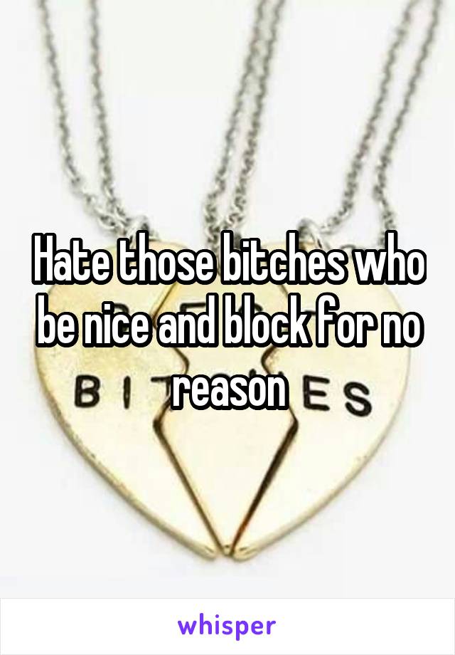 Hate those bitches who be nice and block for no reason