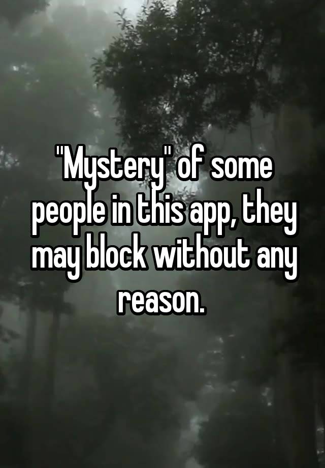 "Mystery" of some people in this app, they may block without any reason. 