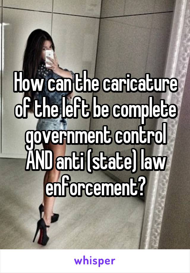 How can the caricature of the left be complete government control AND anti (state) law enforcement?