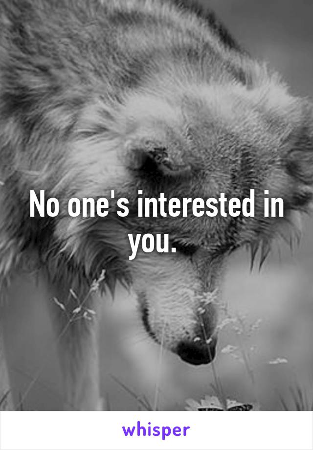 No one's interested in you. 