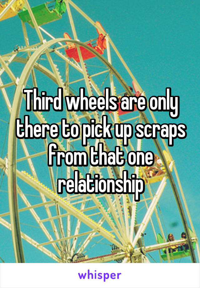 Third wheels are only there to pick up scraps from that one relationship