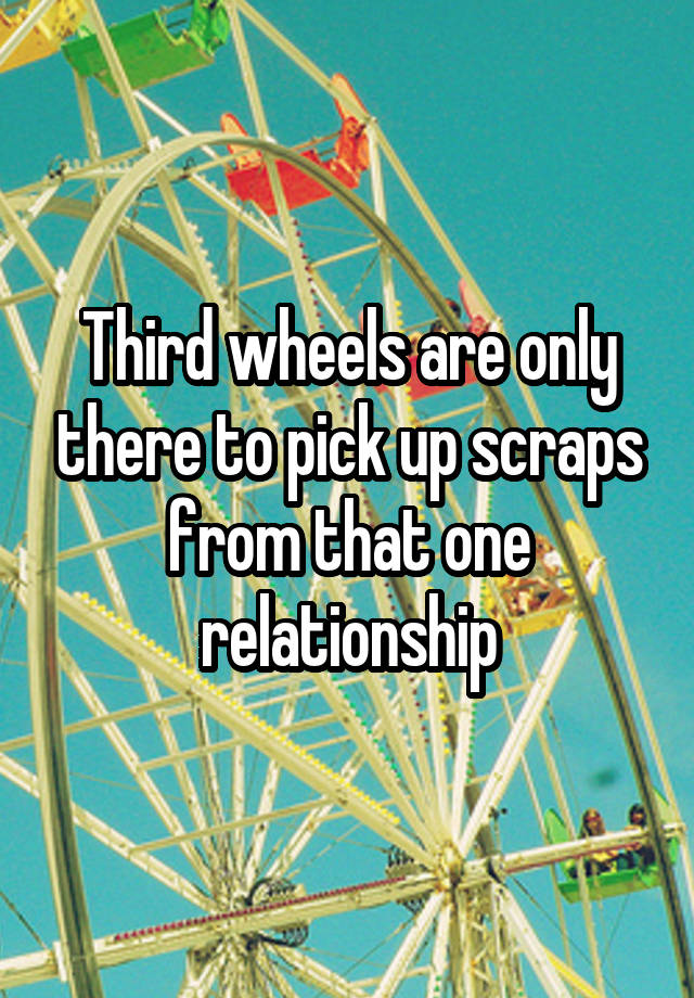 Third wheels are only there to pick up scraps from that one relationship