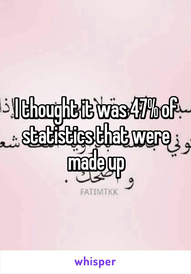 I thought it was 47% of statistics that were made up