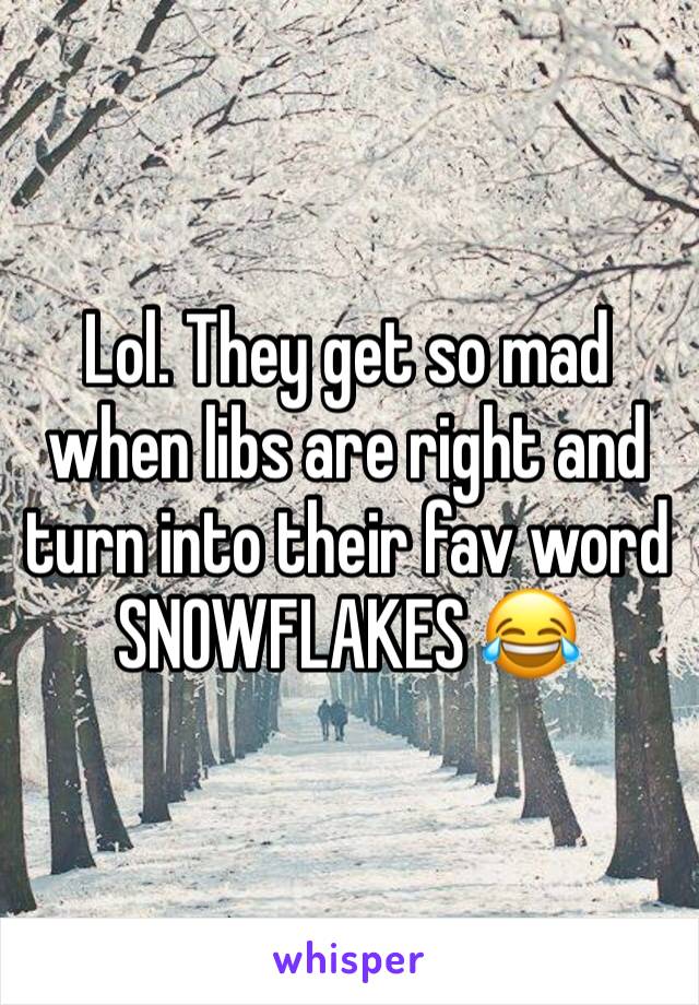 Lol. They get so mad when libs are right and turn into their fav word SNOWFLAKES 😂