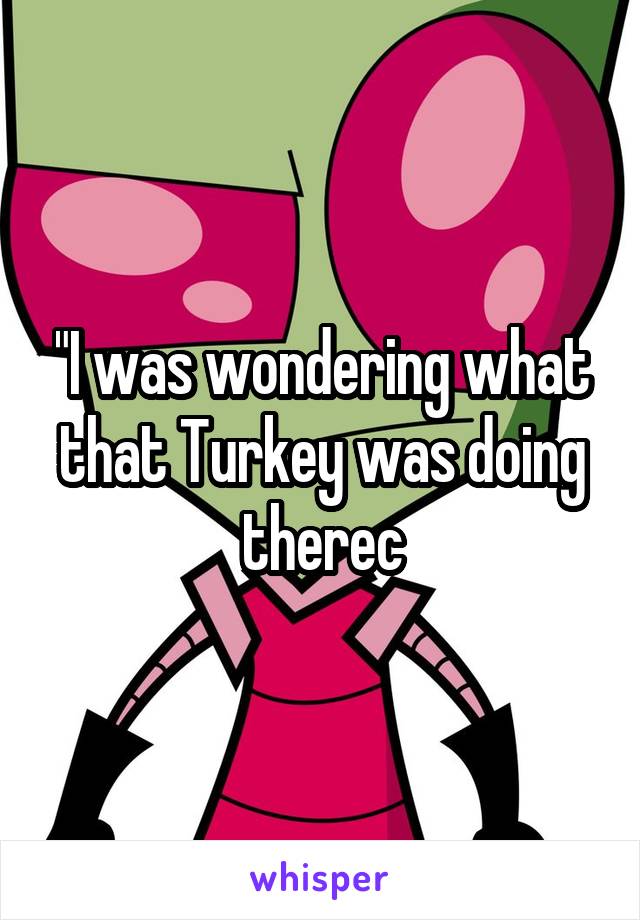 "I was wondering what that Turkey was doing therec