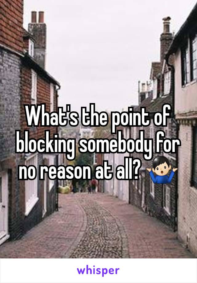 What's the point of blocking somebody for no reason at all? 🤷🏻‍♂️